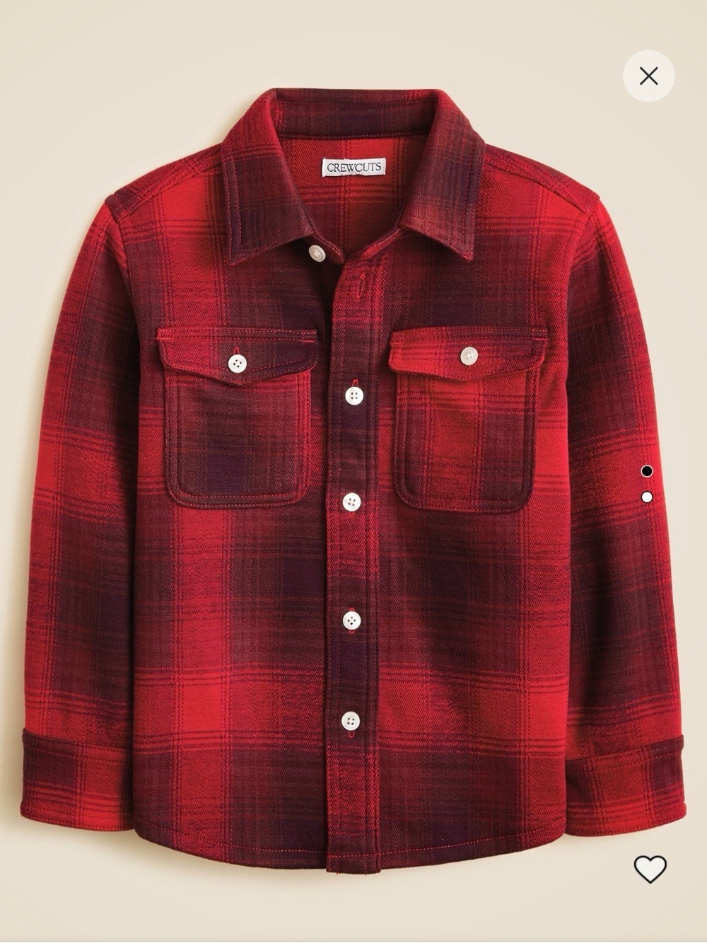 Crewcuts Red Plaid Button-Down Shirt Jacket unisex